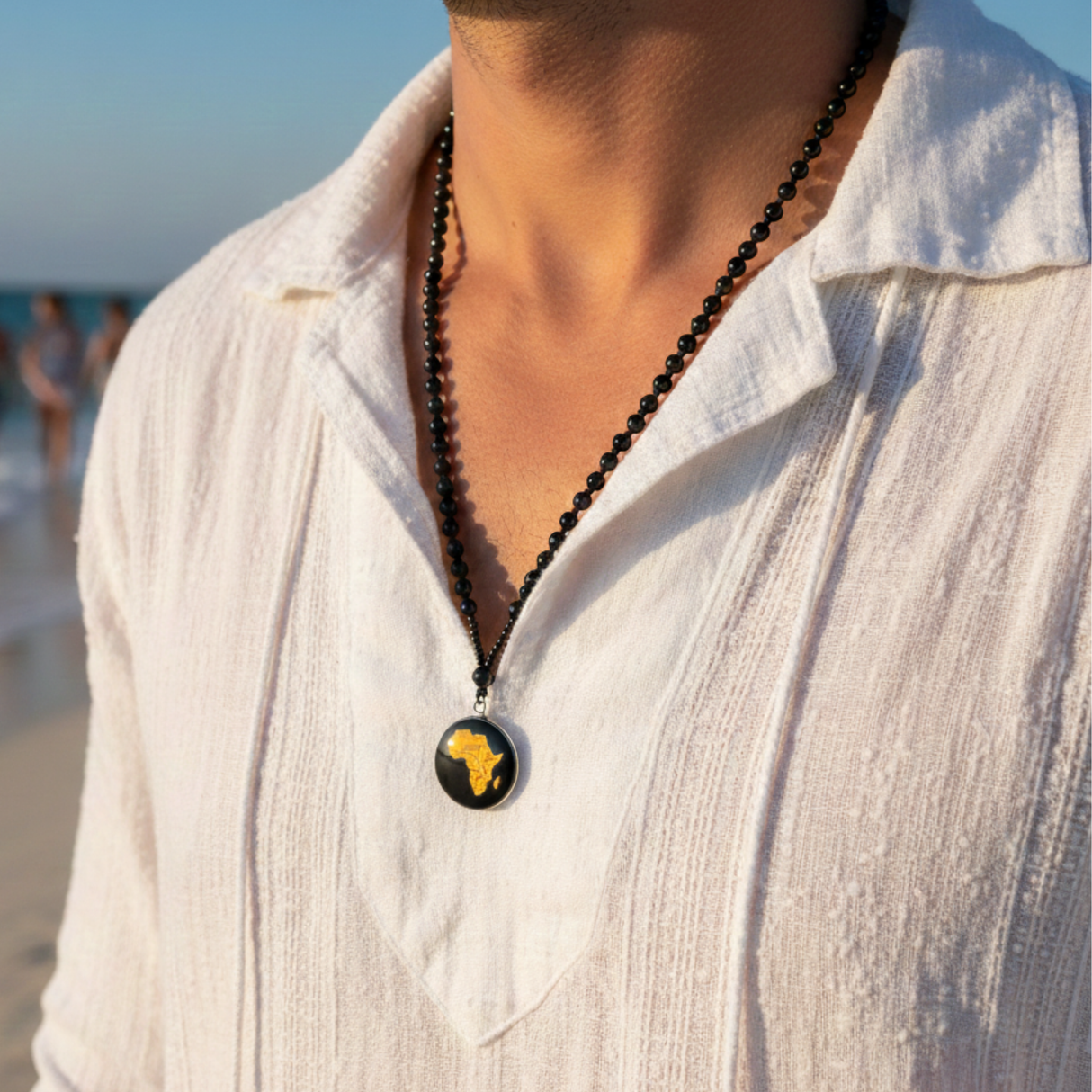 Triple k&s Premium Halskette mit Afrikanischem Logo-Anhänger Edler Ethno-Schmuck für Herren