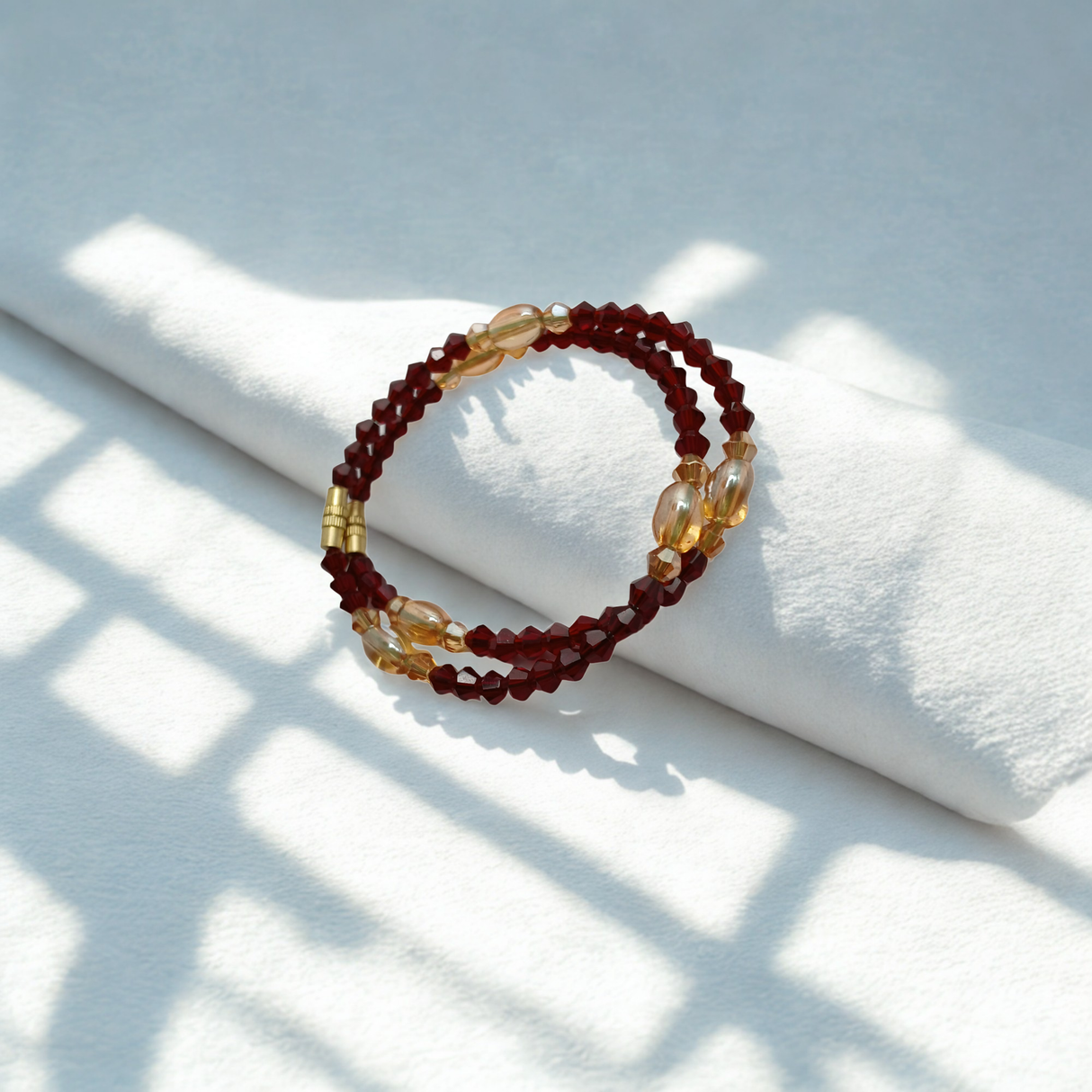 Triple k&s Perlenarmband Damen Weinrot Gold – Elegantes Wickelarmband Modeschmuck Geschenk