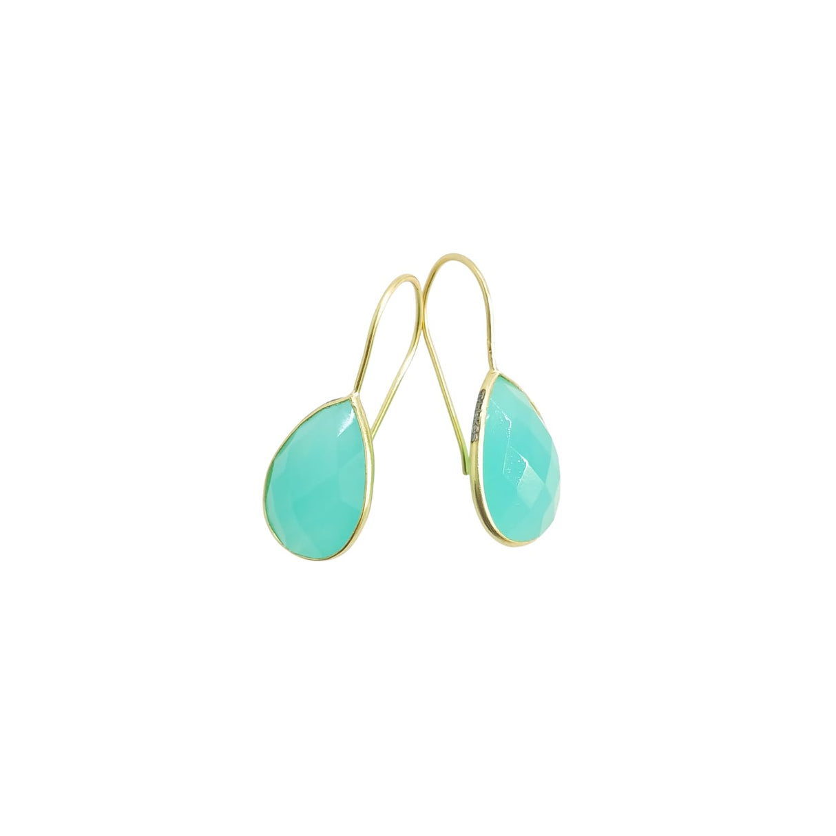 Triple K&S Gold Plated 925 Sterling Silver Hook Earrings Moonstone  (light turquoise)
