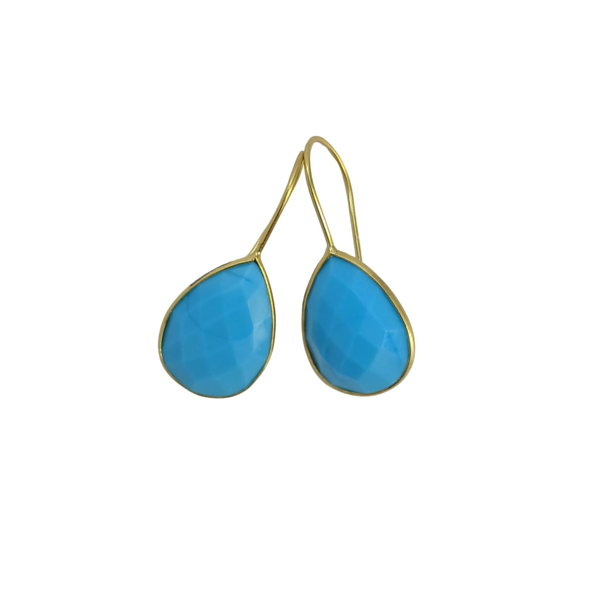 Triple K&S Gold Plated 925 Sterling Silver Hook Earrings Moonstone (Turquoise)
