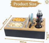 Triple K&S Wooden Couchbar Organizer with Stainless Steel Snackbox - Snackbar