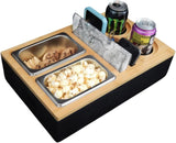 Triple K&S Wooden Couchbar Organizer with Stainless Steel Snackbox - Snackbar