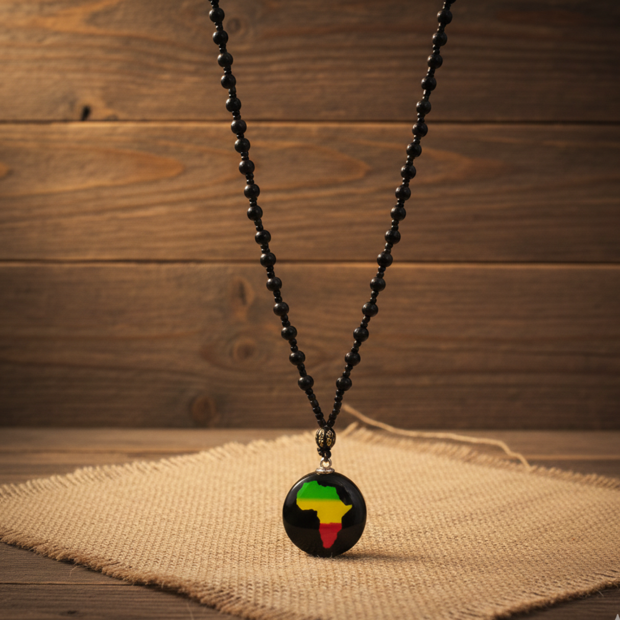 Triple k&s Premium Halskette mit Afrikanischem Logo-Anhänger Edler Ethno-Schmuck für Herren