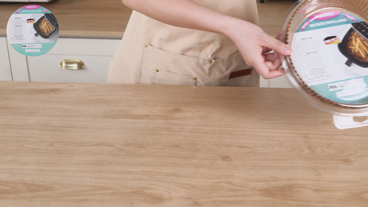 TRIPLE K&S Airfryer Backpapier für Heißluftfritteuse 100 Pcs XL 4–6,5L Round Non-Stick Parchment Paper, Air Fryer (100 Stücke Rund 20cm)